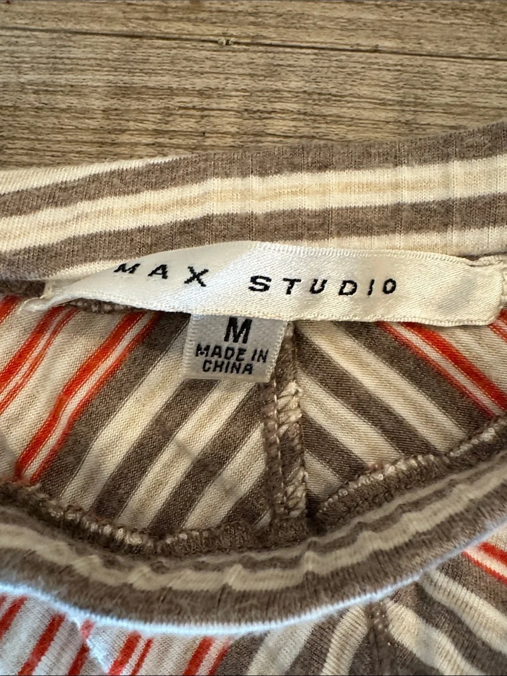 Max Studio Striped A-Line Soft Stretchy Knit Maxi Skirt Red & Gray Elastic Waist